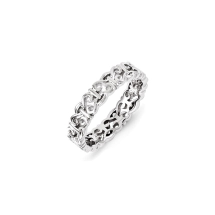 Sterling Silver Stackable Expressions Carved Band Ring | QSK1438 ,