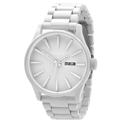 Nixon Men's Watch - Sentry Day-Date Quartz White Dial Steel Bracelet | A356-12600 ,