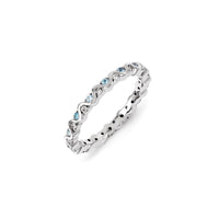 Sterling Silver Stackable Expressions Diamond & Blue Topaz Ring | QSK1085 ,