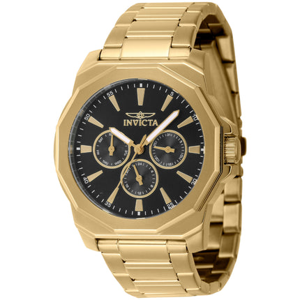 Invicta Men's Watch - Speedway Quartz Black Dial Yellow Gold Steel Bracelet | 46849 ,