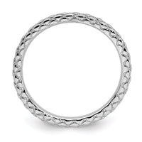 Sterling Silver Stackable Expressions Rhodium Criss-cross Ring | QSK187 ,