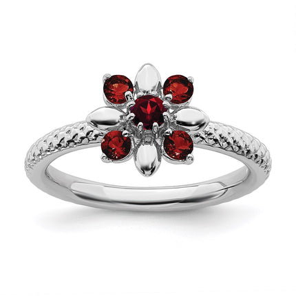 Sterling Silver Stackable Expressions Garnet Ring | QSK795 ,