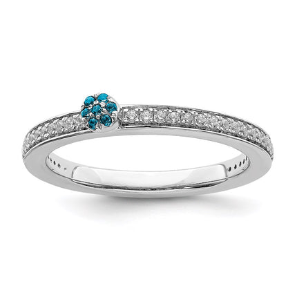 14k White Gold Stackable Expressions Blue Topaz and Diamond Ring | SK2087 ,