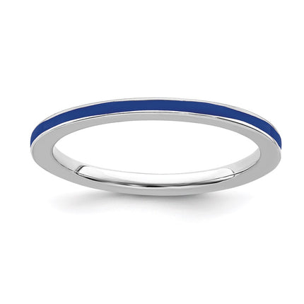 Sterling Silver Stackable Expressions Blue Enameled 1.5mm Ring | QSK132 ,