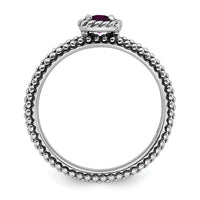 Sterling Silver Stackable Expressions Checker-cut Rhodolite Garnet Ring | QSK746 ,