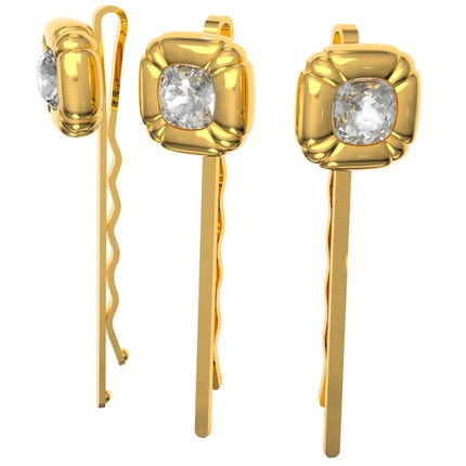 Swarovski Women's Hairpin Set - Dulcis Cushion Cut Crystals Yellow Gold | 5616848 ,