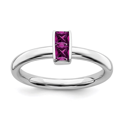 Sterling Silver Stackable Expressions Rhodolite Garnet Ring | QSK2117 ,