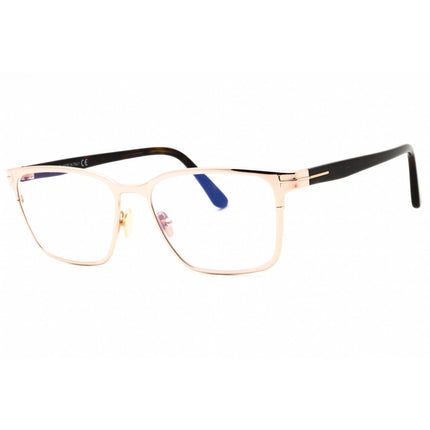 Tom Ford Men's Eyeglasses - Shiny Rose Gold Metal Rectangular Full Rim | FT5733-B 028 ,