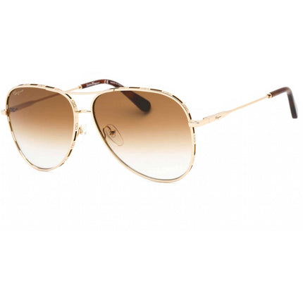 Salvatore Ferragamo Women's Sunglasses - Yellow Gold/Caramel Metal Frame | SF268S 793 ,