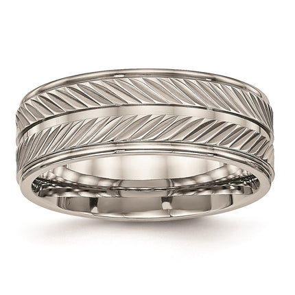 Titanium Polished Grooved Ring | TB449 ,