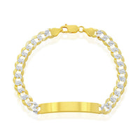 Classic Men's Bracelet - GP Sterling Silver 7mm Pave Curb Chain ID | S-5125-GP ,
