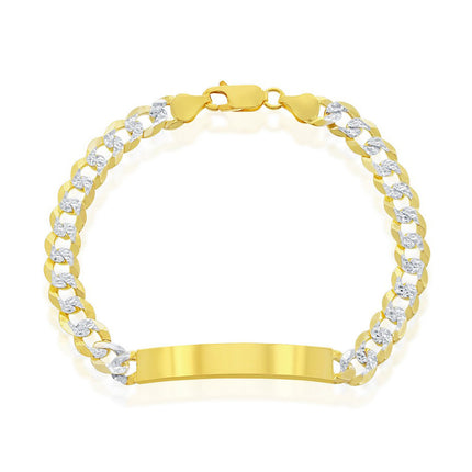 Classic Men's Bracelet - GP Sterling Silver 7mm Pave Curb Chain ID | S-5125-GP ,