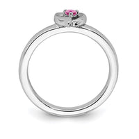 Sterling Silver Stackable Expressions Created Pink Sapphire Heart Ring | QSK1531 ,