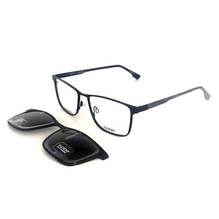 Flexon Men's Eyeglasses - Navy Full Rim Square Frame Clear Lens | FLX1001MAG-SET 412 ,