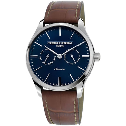 Frederique Constant Men's Watch - Classics Quartz Navy Dial Leather Strap | 259NT5B6 ,