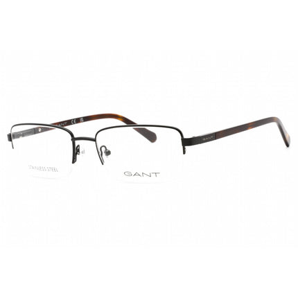 Gant Men's Eyeglasses - Matte Black Metal Half Rim Rectangular Frame | GA3220 002 ,