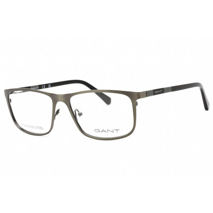 Gant Men's Eyeglasses - Shiny Gunmetal Metal Full Rim Rectangular Frame | GA3280 008 ,