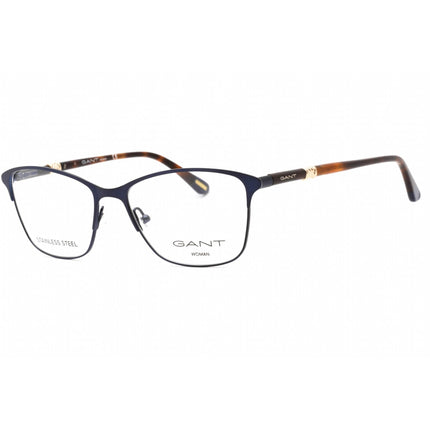 Gant Women's Eyeglasses - Matte Blue Metal Full Rim Rectangular Frame | GA4081 091 ,