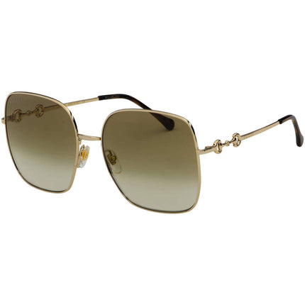 Gucci Women's Sunglasses - Gold Metal Full Rim Square Demo Lens Frame | GG0879S 002 ,