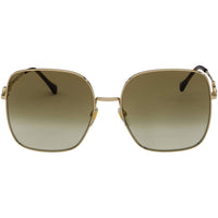 Gucci Women's Sunglasses - Gold Metal Full Rim Square Demo Lens Frame | GG0879S 002 ,