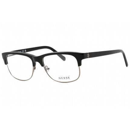Guess Men's Eyeglasses - Clear Demo Lens Shiny Black Rectangular Frame | GU50081 001 ,
