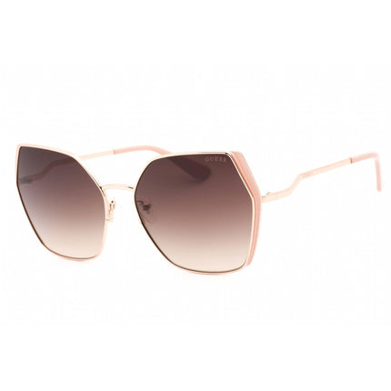 Guess Women's Sunglasses - Shiny Rose Gold Metal Cat Eye Full Rim Frame | GU7843 28F ,