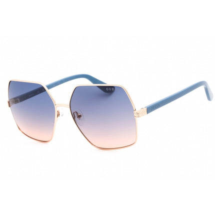 Guess Women's Sunglasses - Shiny Rose Gold/Blue Metal Square Frame | GU7881-H 28W ,