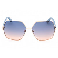 Guess Women's Sunglasses - Shiny Rose Gold/Blue Metal Square Frame | GU7881-H 28W ,