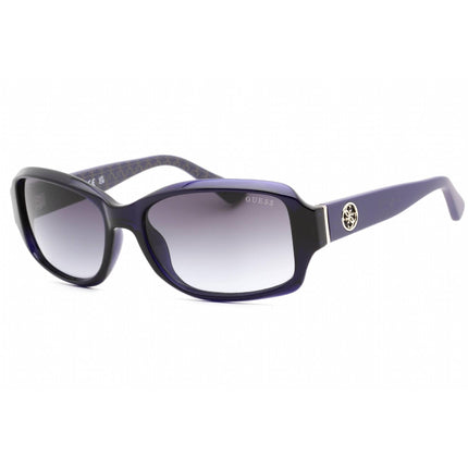Guess Women's Sunglasses - Smoke Mirror Lens Shiny Blue Rectangular Frame | GU7410 90C ,