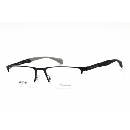 Hugo Boss Men's Eyeglasses - Matte Black Half Rim Round Frame Clear Lens | 1080 003 ,