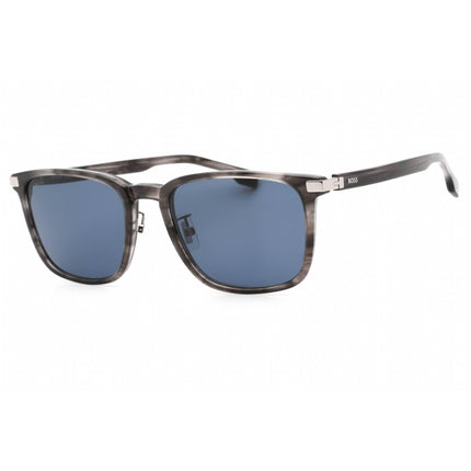 Hugo Boss Men's Sunglasses - Blue Lens Grey Horn Square Frame | BOSS 1406/F/SK 02W8 KU ,