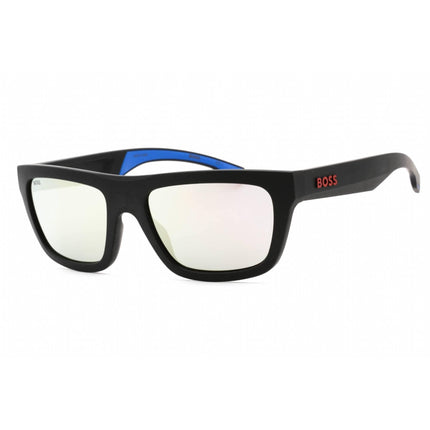 Hugo Boss Men's Sunglasses - Matte Black Blue Rectangular Frame | BOSS 1450/S 00VK DC ,