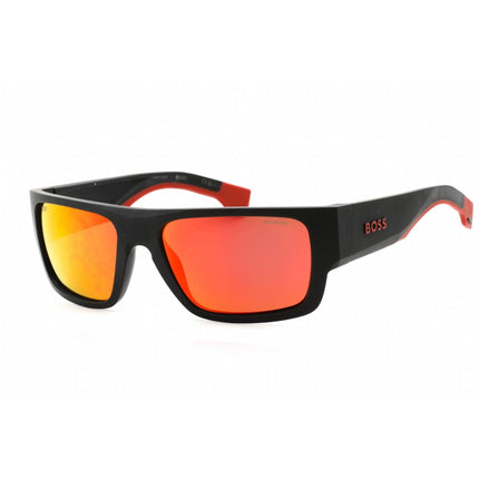 Hugo Boss Men's Sunglasses - Matte Black Red Rectangular Frame | BOSS 1498/S 0BLX 4F ,