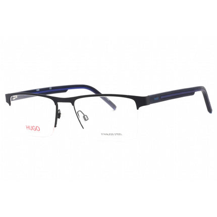 Hugo Men's Eyeglasses - Matte Blue Rectangular Metal Half Rim Frame | HG 1066 0FLL 00 ,