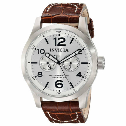 Invicta 0765 Men's I-Force Silver Dial Brown Leather Strap Watch ,