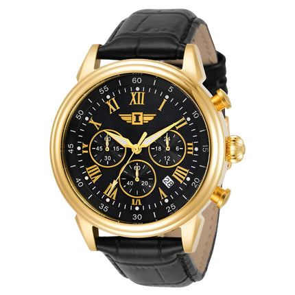Invicta IBI-90242-003 Men's I by Invicta Collection Gold Tone Stainless Steel Quartz and Black Leather Band Watch ,