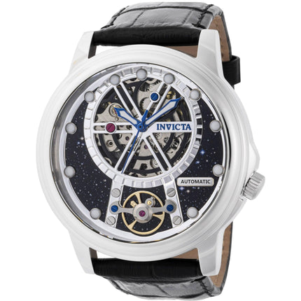 Invicta Men's Automatic Watch - Vintage Semi Skeleton Dial Leather Strap | 44902 ,