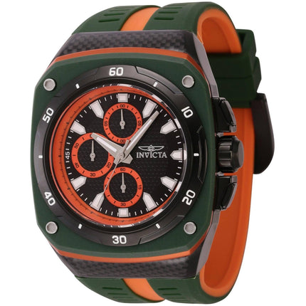 Invicta Men's Chronograph Watch - Speedway Black Dial Green and Orange Strap | 46107 ,