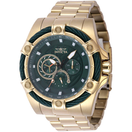 Invicta Men's Quartz Watch - Bolt Chronograph Green Dial Yellow Gold Bracelet | 46866 ,