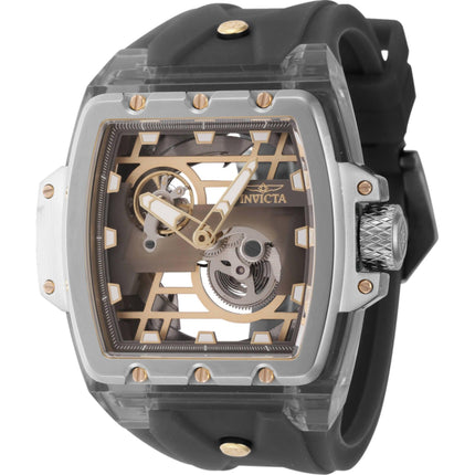 Invicta Men's Watch - Anatomic Gunmetal and Gold Skeleton Dial Black Strap | 44268 ,