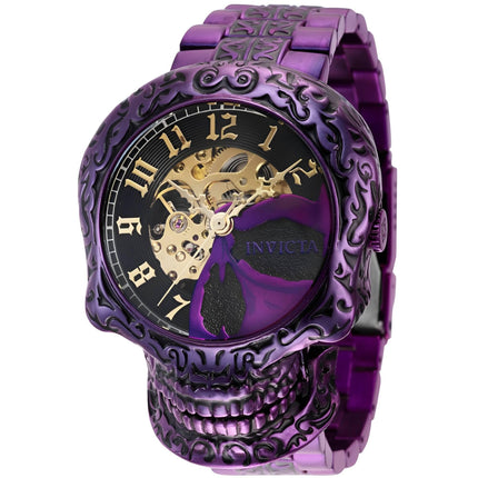 Invicta Men's Watch - Artist Automatic Skull Skeleton Dial Purple Bracelet | 40758 ,