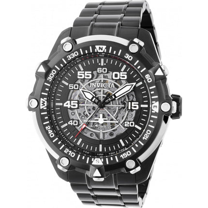 Invicta Men's Watch - Aviator Semi-Skeleton Dial Black Bracelet Automatic | 44658 ,