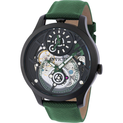 Invicta Men's Watch - Objet D Art Green, Silver, Black Dial Leather Strap | 44325 ,