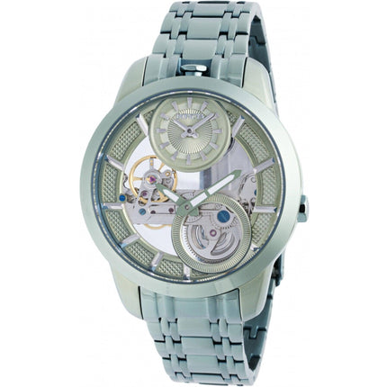 Invicta Men's Watch - Objet D Art Mechanical Skeleton Dial Green Steel Bracelet |44335 ,