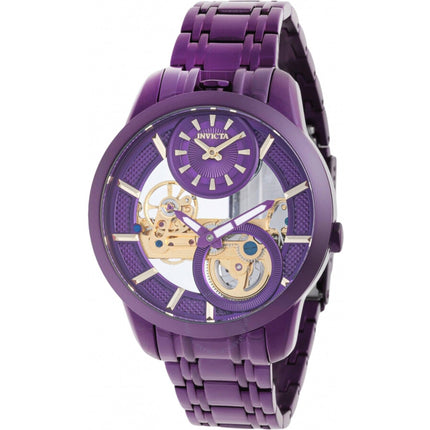 Invicta Men's Watch - Objet D Art Mechanical Skeleton Dial Purple Bracelet | 44334 ,