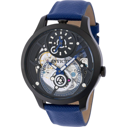 Invicta Men's Watch - Objet D Art Silver, Blue, Black Dial Leather Strap | 44323 ,