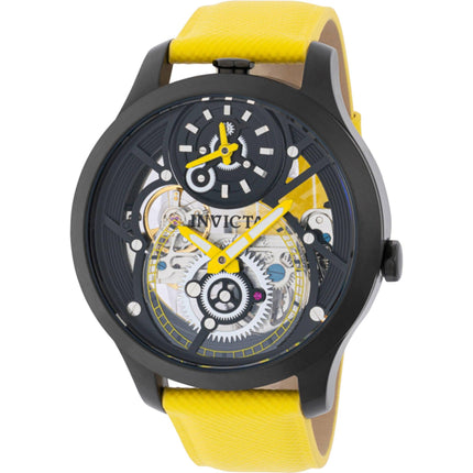 Invicta Men's Watch - Objet D Art Yellow, Silver, Black Dial Leather Strap | 44324 ,