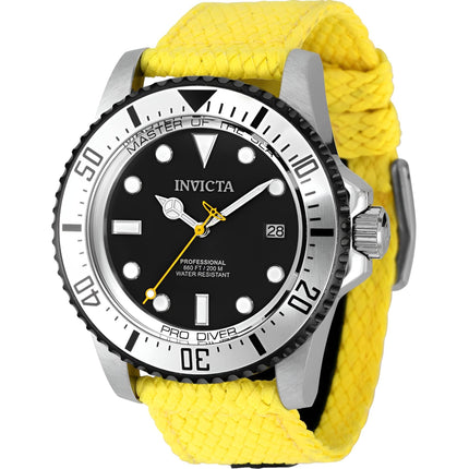 Invicta Men's Watch - Pro Diver Automatic Black Dial Yellow Polyester Strap | 37410 ,