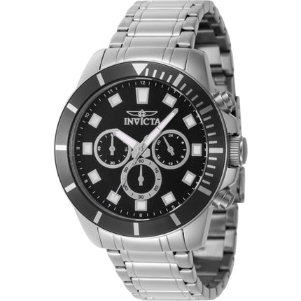 Invicta Men's Watch - Pro Diver Chronograph Black Dial Silver Steel Bracelet | 46031 ,
