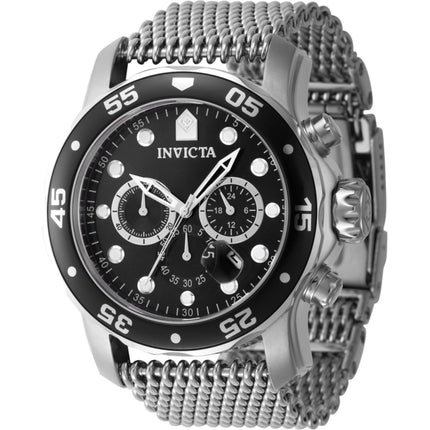 Invicta Men's Watch - Pro Diver Chronograph Black Dial Silver Steel Bracelet | 47236 ,